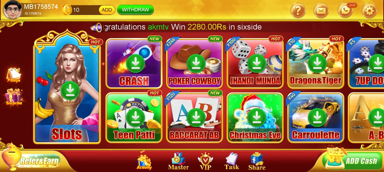 Available All Games on Teen Patti Trip App