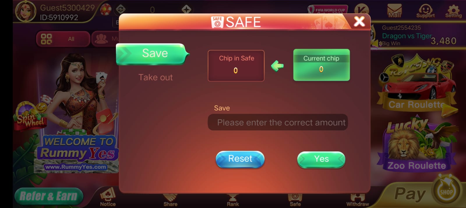 Safe Button Program In Rummy Ola App