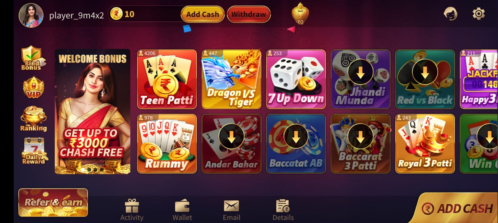 Available Games On Rummy Raja App