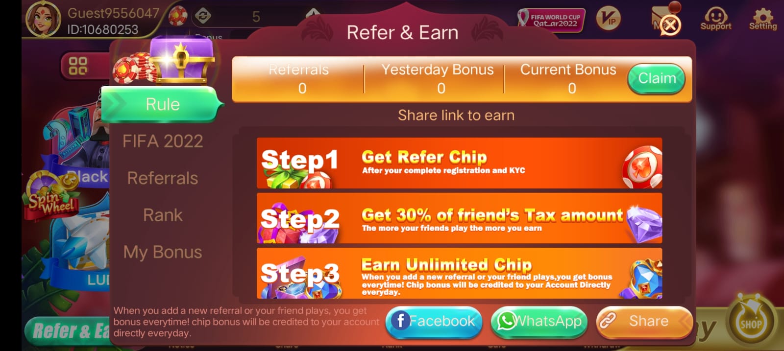 Refer And Earn In Rummy Noble App