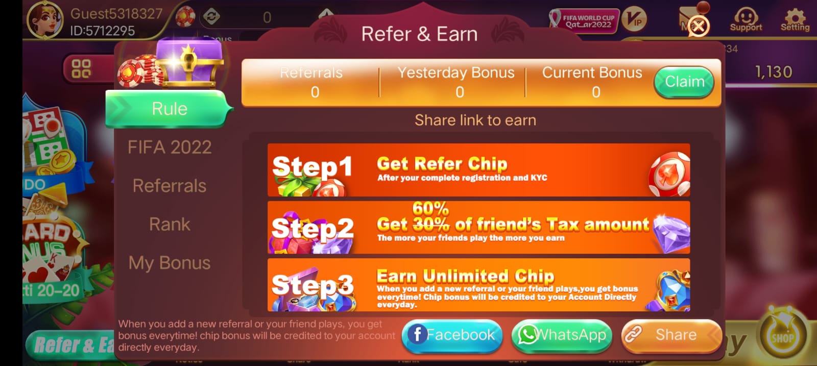 Refer And Earn In Rummy Loot Application