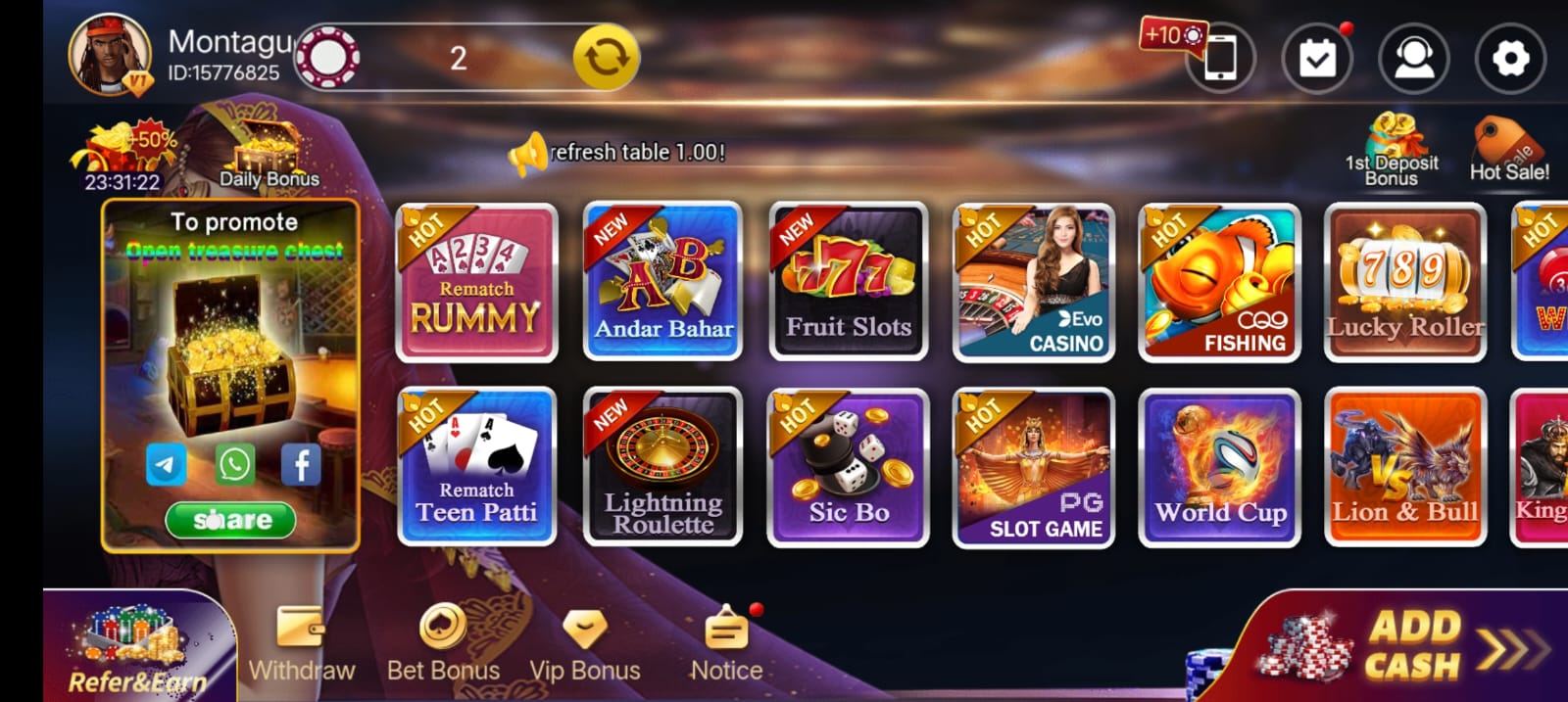 Available Game’s On Rummy Ringo App