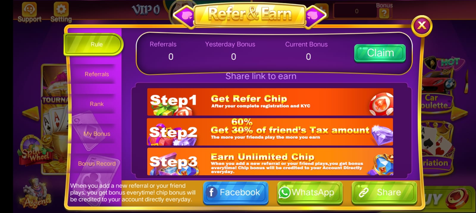 REFER AND EARN IN 3 PATTI LIVE APP