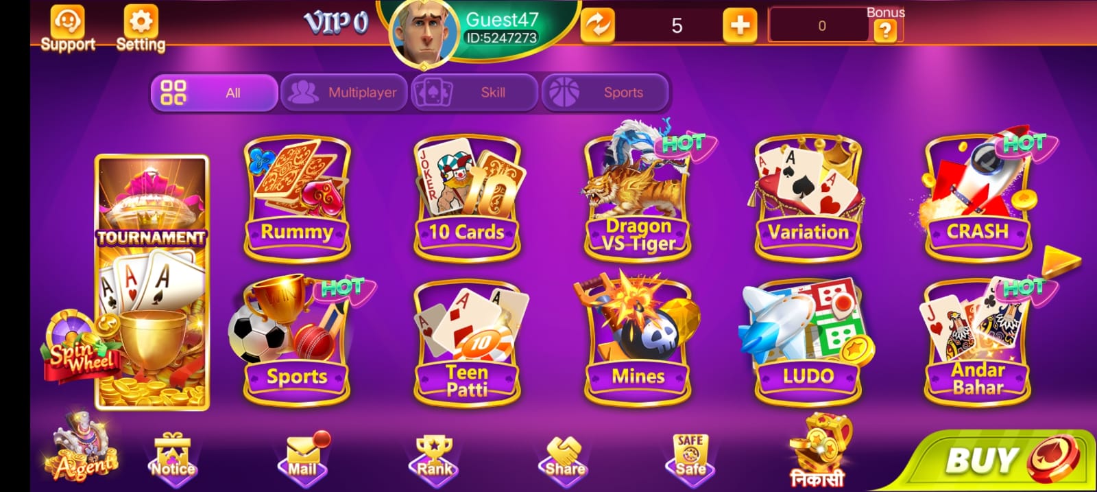 Available Game’s In Rummy Tour Apk