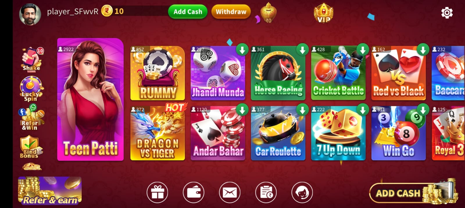 Available Games On Teen Patti Sweet App