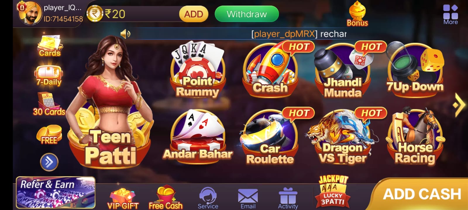 Available All Games In Teen Patti Master App