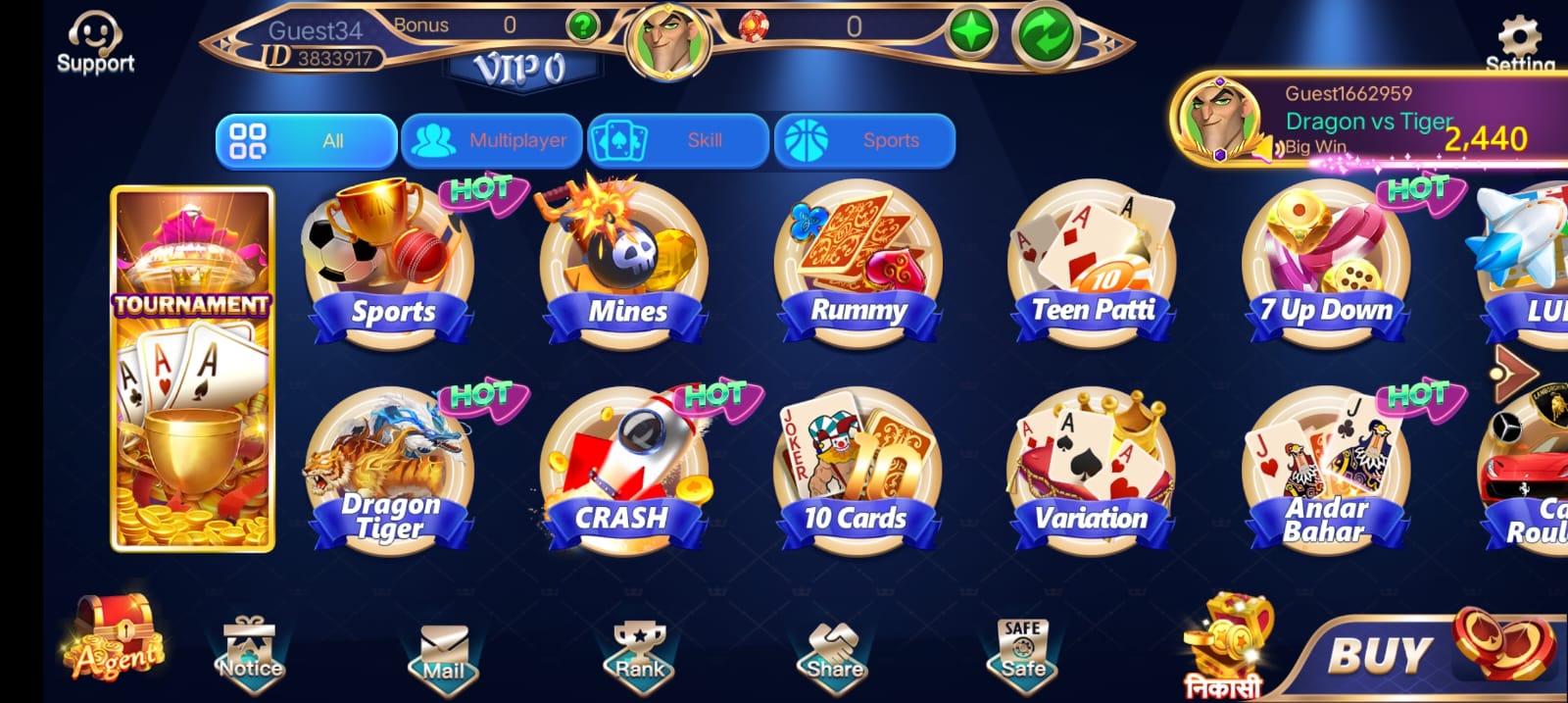 Available Game's In Teen Patti Life Apk