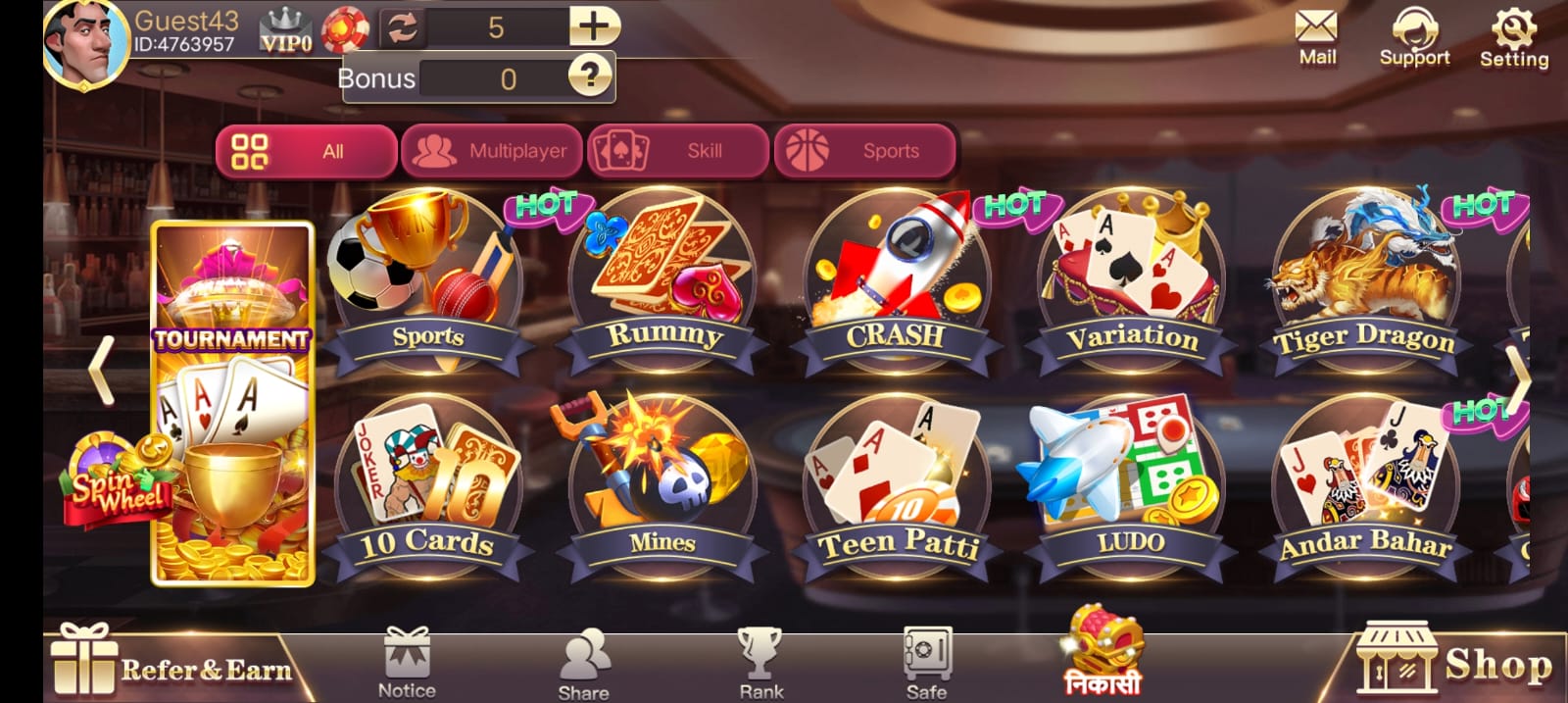Available All Game's In Teen Patti Fun Apk