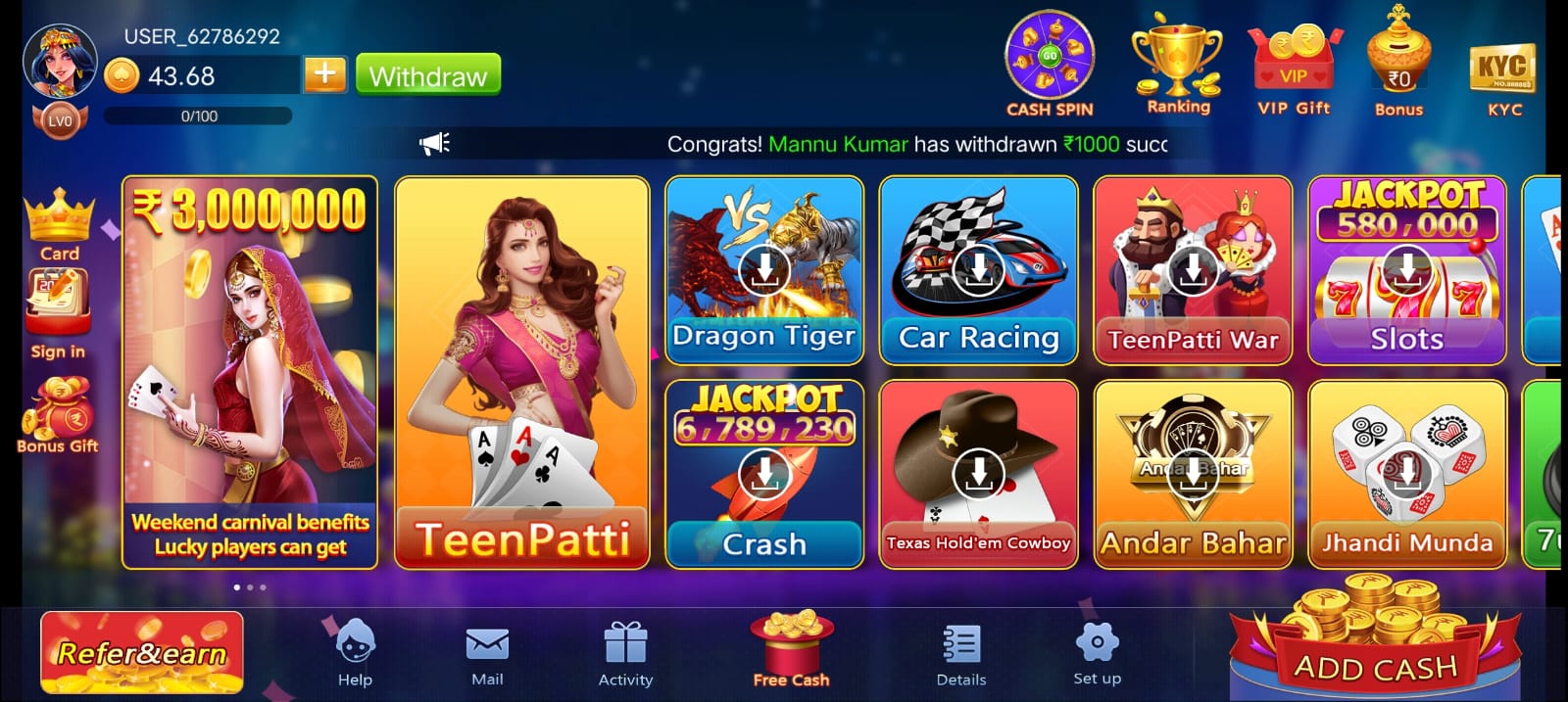 List Of Available All Teen Patti BoBo Real Cash Games