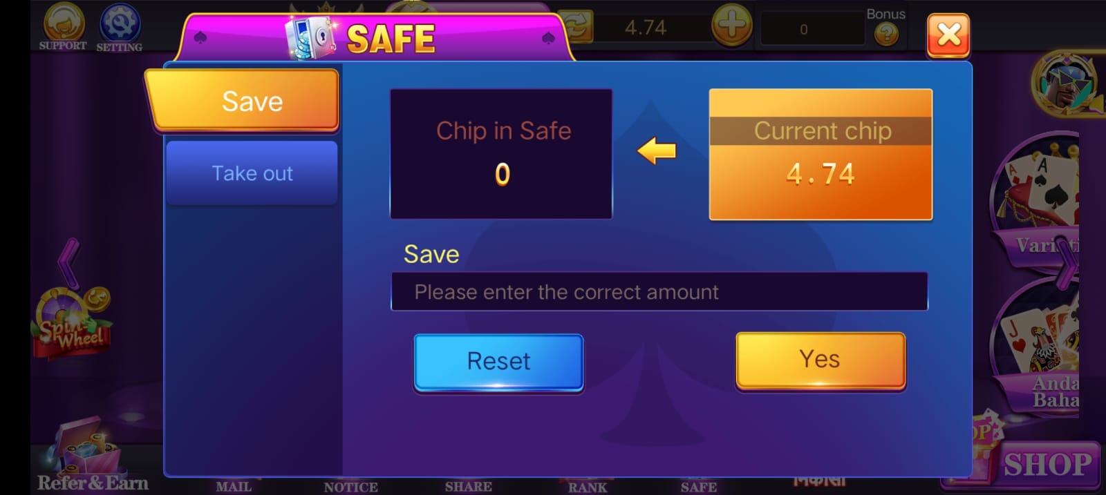 Safe Button Program In Teen Patti Club App