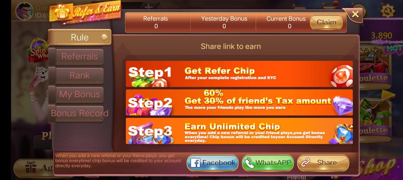 Refer And Earn In Rummy Knox App