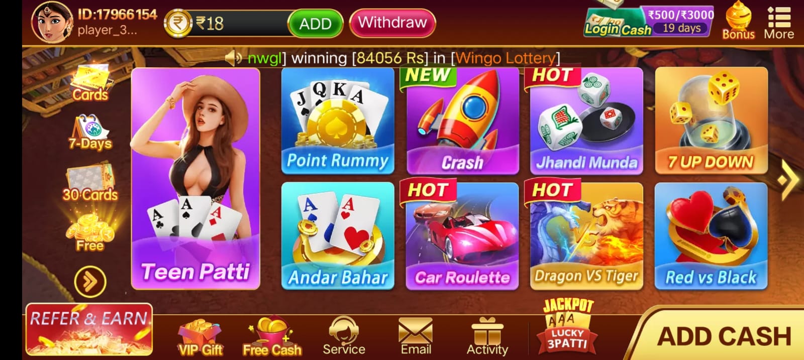 Available All Games In Teen Patti Gold App