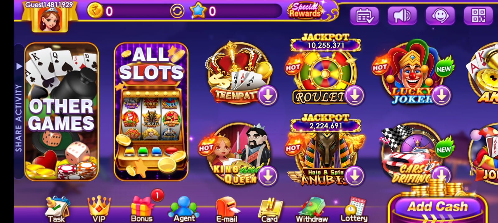 Available All Games on Mega Slots App