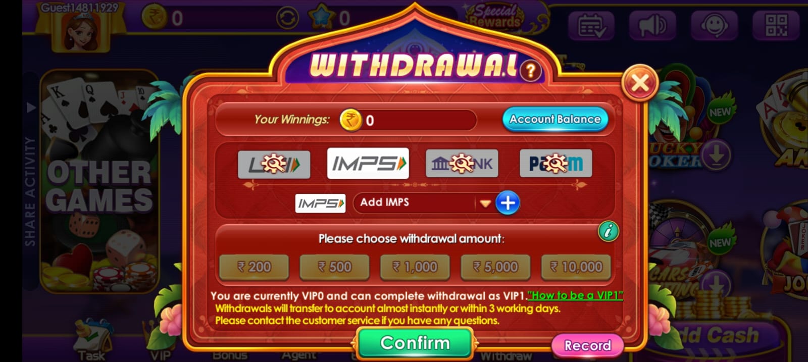 Withdrawal Money In Mega Slots Application